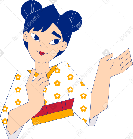 girl with buns showing something PNG、SVG