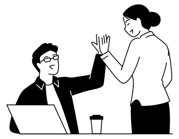 Mann und frau geben sich gegenseitig ein high five, um den erfolg zu feiern PNG, SVG