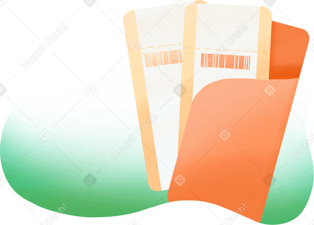 Билеты на самолет на зеленом фоне в PNG, SVG