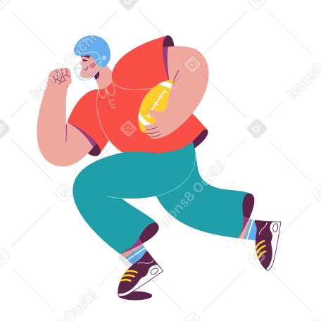 Illustration Homme qui court avec un ballon de rugby aux formats PNG, SVG