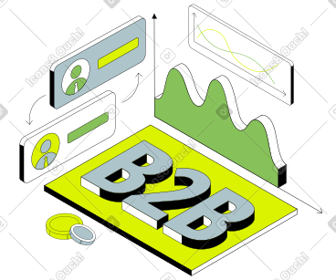 用商人用户标志和图表文本为 b2b 写字 PNG, SVG