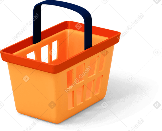3D Orange shopping basket PNG, SVG