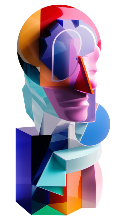 Scultura astratta vivida con silhouette della testa PNG, SVG