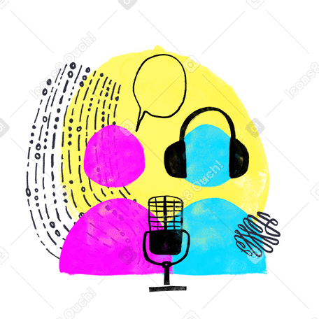 Two people recording a podcast PNG, SVG