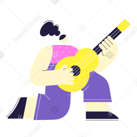 Guitar player Illustration in PNG, SVG