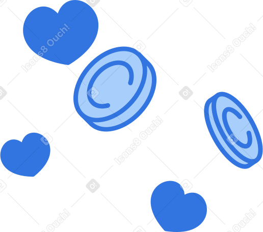 hearts and coins PNG, SVG