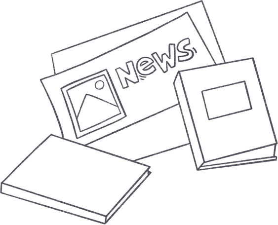 newspaper with news and two books Illustration in PNG, SVG