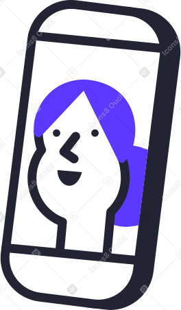 phone with woman face Illustration in PNG, SVG