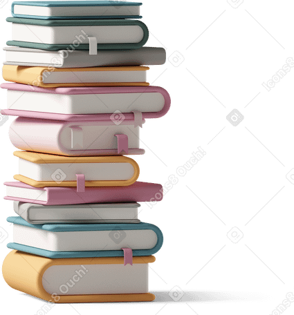 3D tall stack of books PNG, SVG