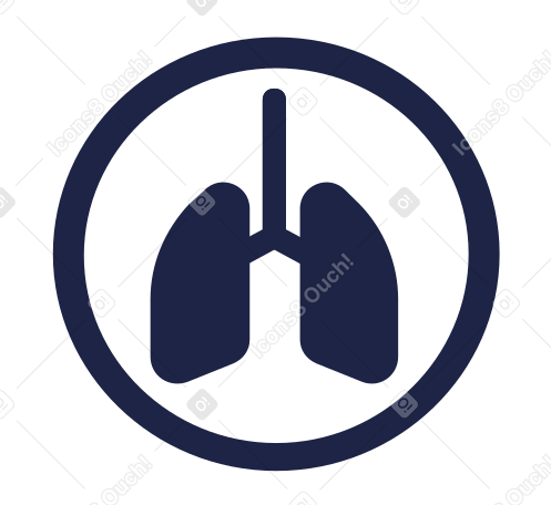 Breathing lungs in circle Illustration in PNG, SVG