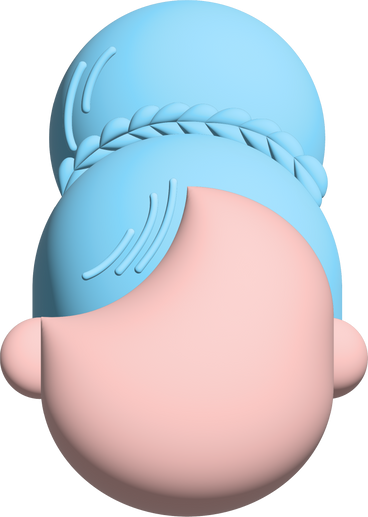 head with a blue bun on her head PNG, SVG