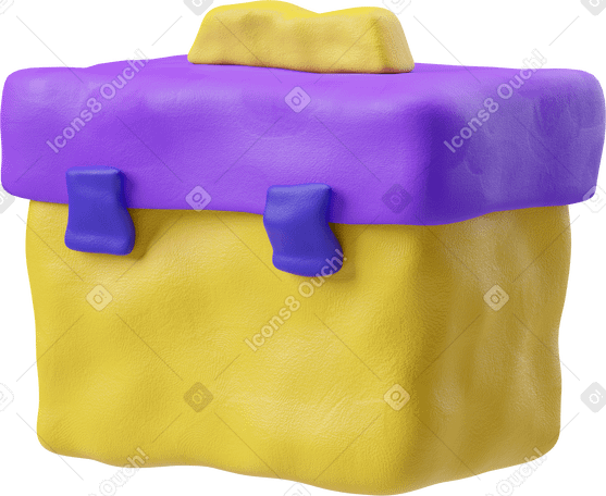 3D Three-quarter view of a yellow and purple toolbox PNG, SVG