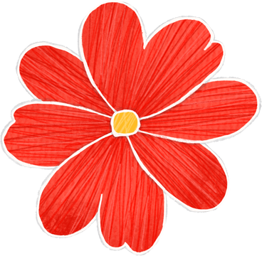 simple red round flower PNG, SVG