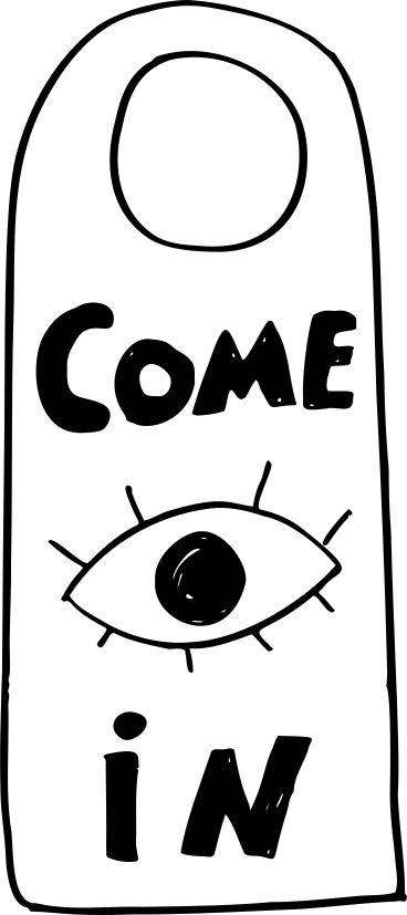 Come in door sign with an eye PNG, SVG