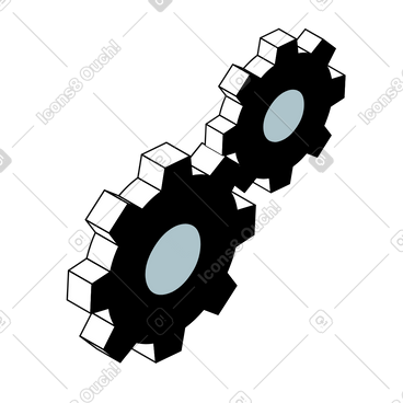 两个齿轮动态插图，格式有GIF、Lottie (JSON)、AE