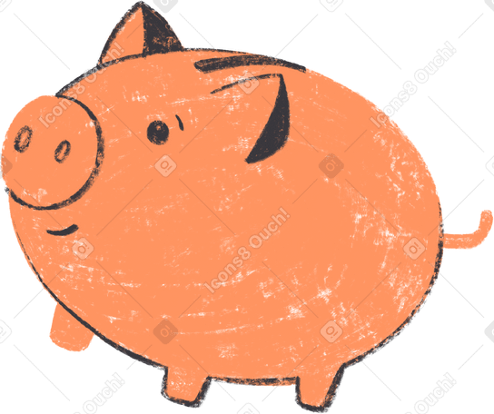 orange piggy bank PNG, SVG