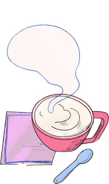 Mug of hot cappuccino on a napkin PNG, SVG