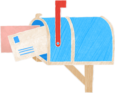 blue mailbox with letters PNG, SVG