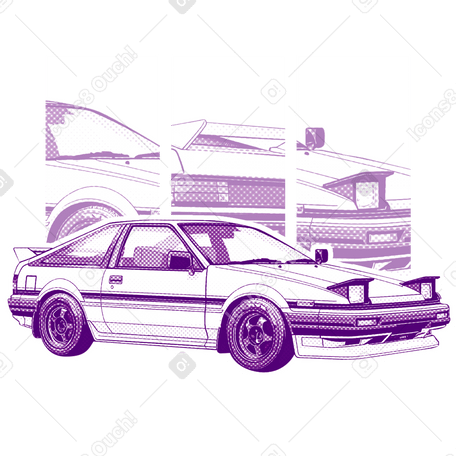 Плакат старинного автомобиля toyota ae в PNG, SVG