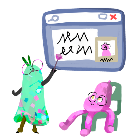 Showing presentation on the computer screen Illustration in PNG, SVG