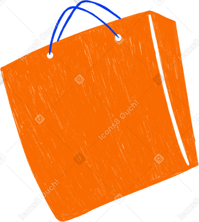 orange paper bag with blue handles Illustration in PNG, SVG