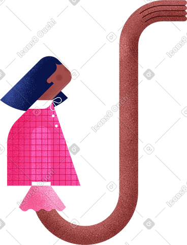 Girl in pink shirt and blue hair PNG, SVG