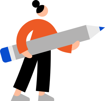 young woman with a pencil PNG, SVG