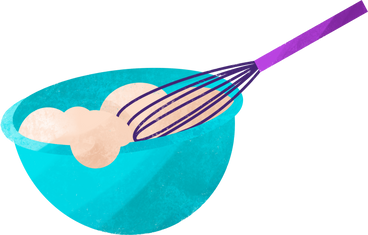 bowl with whisk for beating dough PNG, SVG