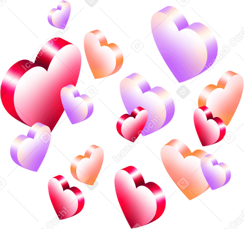 isometric hearts PNG, SVG