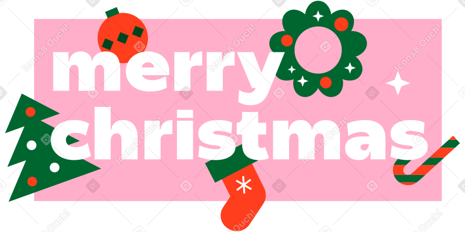 Текст с рождеством христовым с геометрическими орнаментами в PNG, SVG