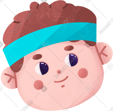 young smiling boy with sports headband PNG, SVG