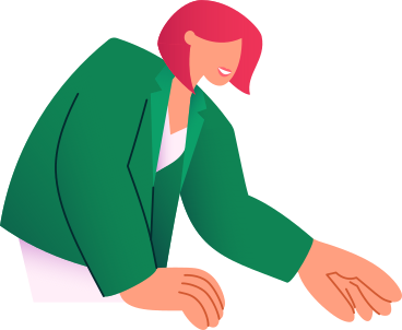 woman in green jacket leaning forward PNG, SVG