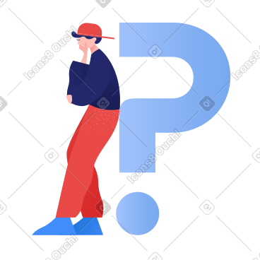 男人站在问号旁边 PNG, SVG