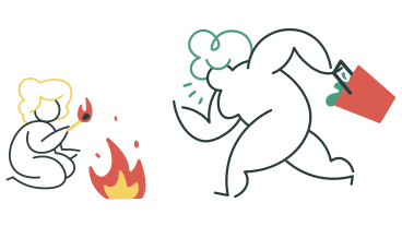 Woman rushing to rescue her child from fire PNG, SVG