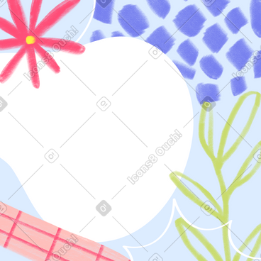 抽象花卉涂鸦背景 PNG, SVG