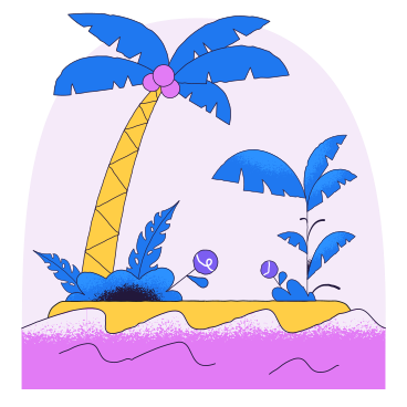 Exotic island surrounded by water PNG, SVG