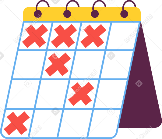 Calendario con dias cruzados PNG, SVG