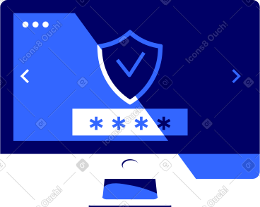 Monitor with a password and a security sign on the screen PNG, SVG