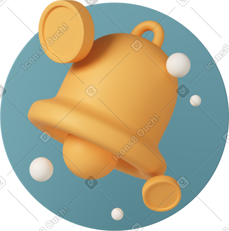 3D ringing bell on blue PNG, SVG