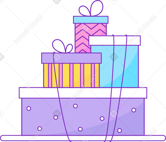 christmas gifts in boxes with a bow PNG, SVG