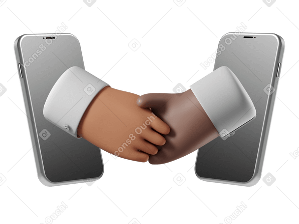 3D Deal via phones with virtual handshake PNG, SVG
