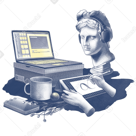 Digital illustrator workplace Illustration in PNG, SVG