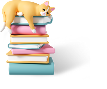 cat lying on books PNG, SVG