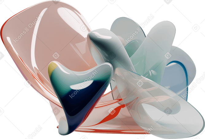 3D 抽象多彩流体玻璃形状 PNG, SVG