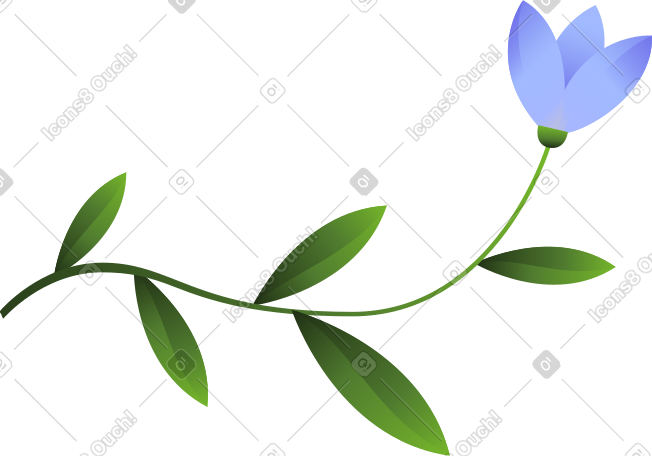 带有蓝色芽的弯曲茎 PNG, SVG