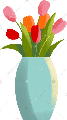 bouquet of tulips in a vase Illustration in PNG, SVG