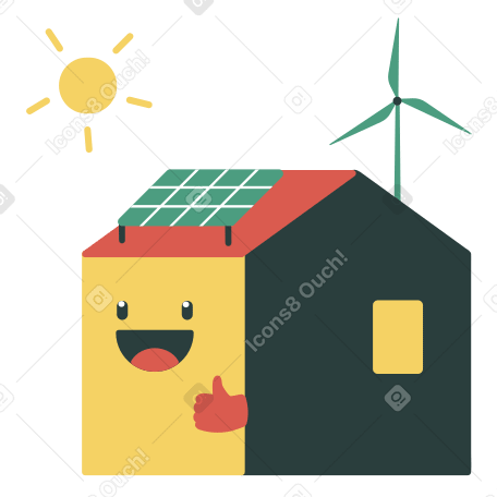 Smart home with solar panel PNG, SVG
