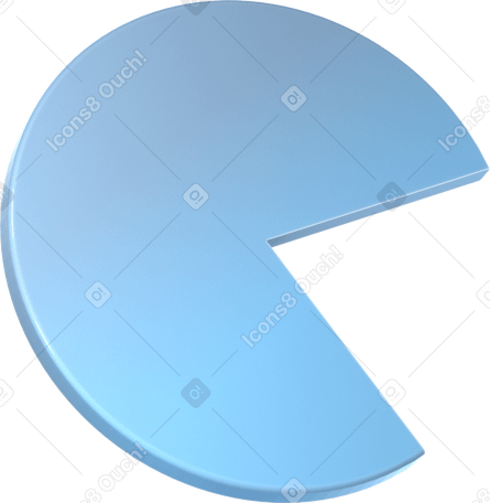 3D big part of monochrome pie chart PNG, SVG