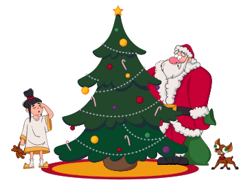 受惊的圣诞老人和一个醒着的小女孩 PNG, SVG