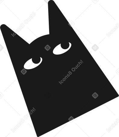 Black cat head Illustration in PNG, SVG